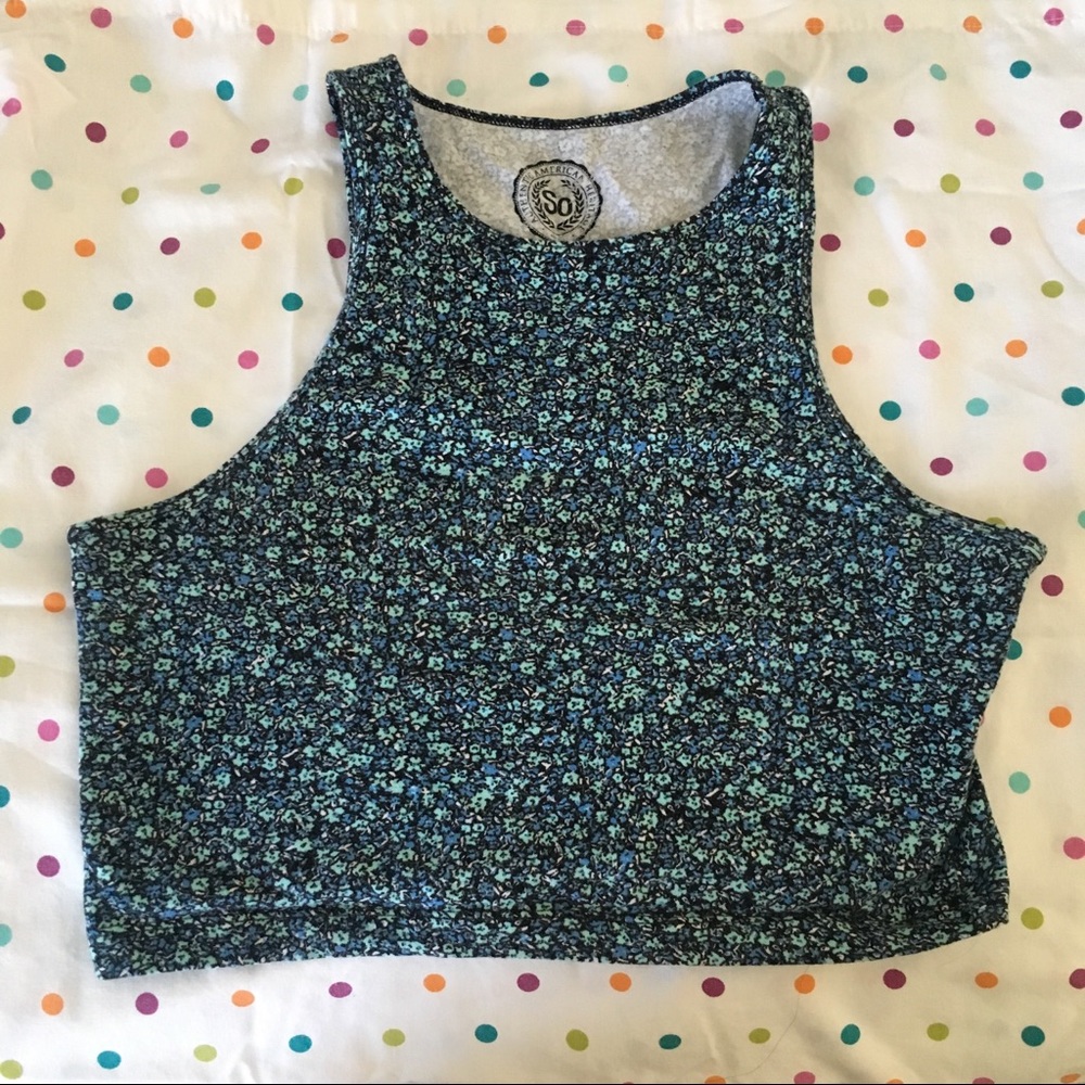 Blue Floral Crop Top